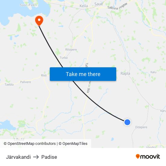 Järvakandi to Padise map