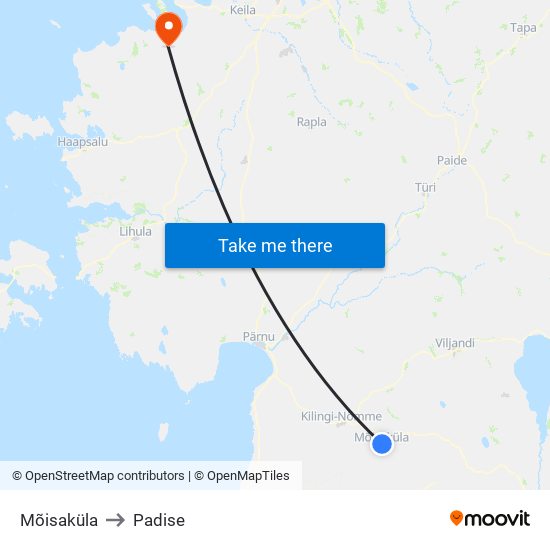 Mõisaküla to Padise map