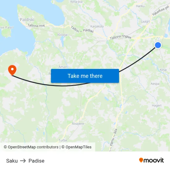 Saku to Padise map