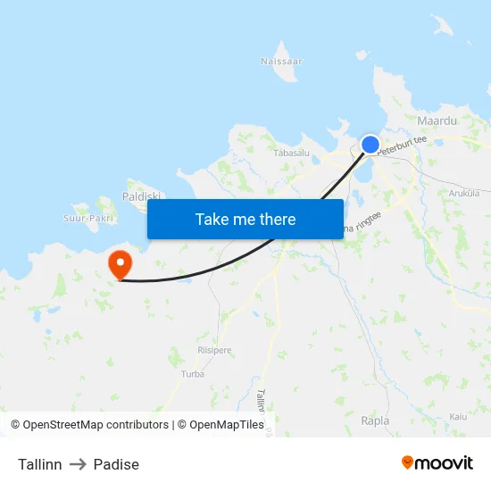 Tallinn to Padise map