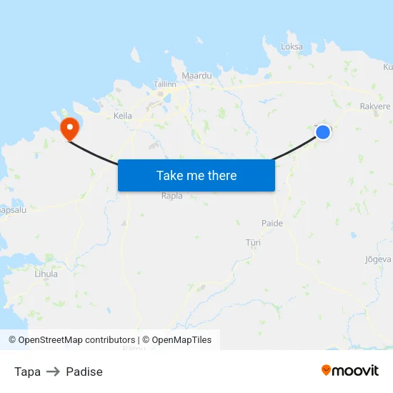 Tapa to Padise map