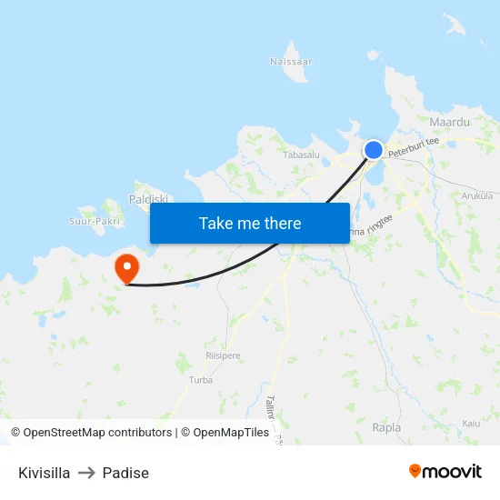 Kivisilla to Padise map