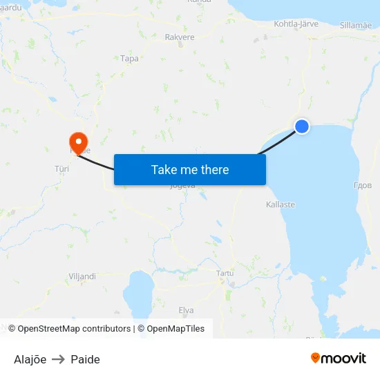 Alajõe to Paide map