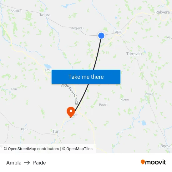 Ambla to Paide map