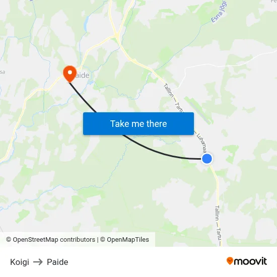 Koigi to Paide map