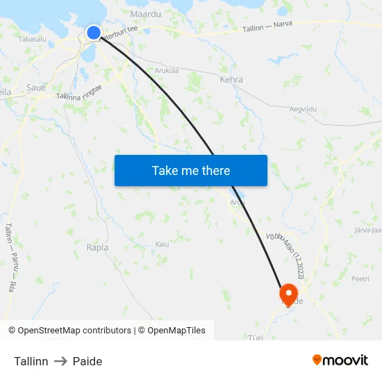 Tallinn to Paide map
