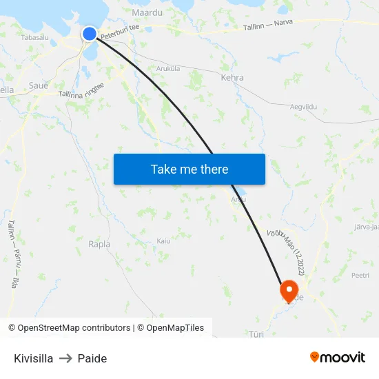 Kivisilla to Paide map