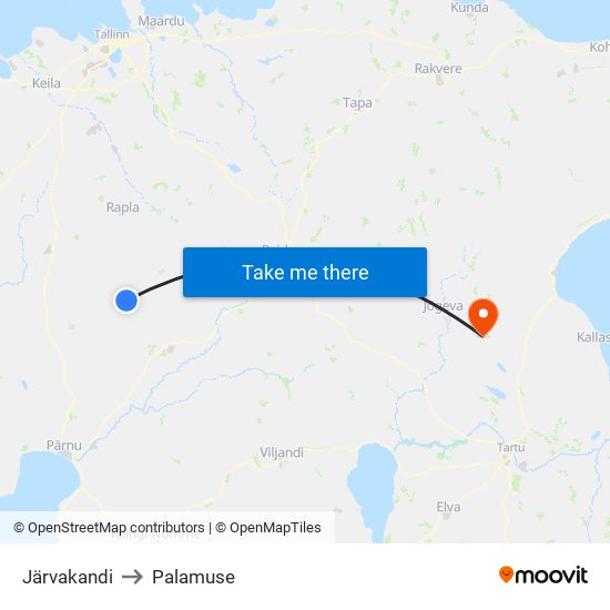 Järvakandi to Palamuse map