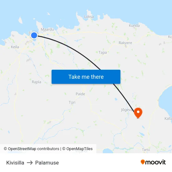 Kivisilla to Palamuse map