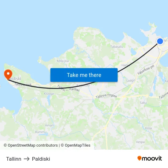 Tallinn to Paldiski map