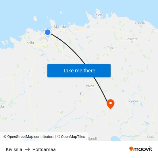 Kivisilla to Põltsamaa map