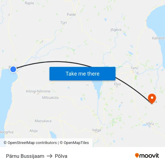 Pärnu Bussijaam to Põlva map