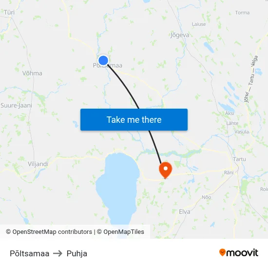 Põltsamaa to Puhja map