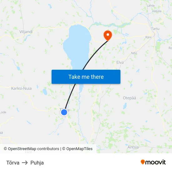 Tõrva to Puhja map
