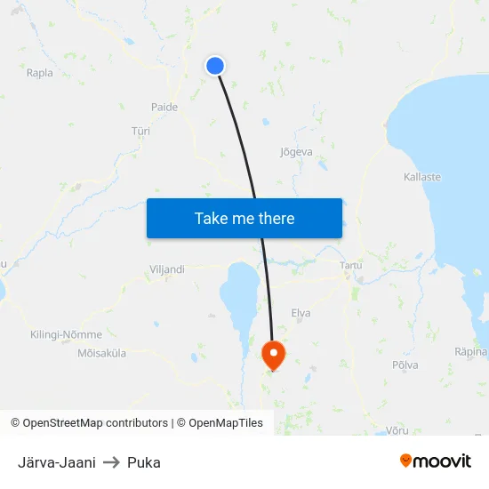 Järva-Jaani to Puka map