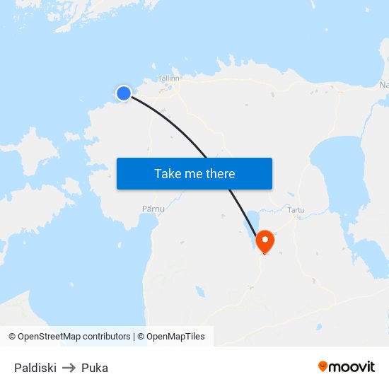 Paldiski to Puka map