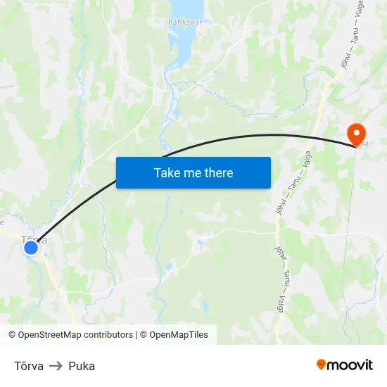Tõrva to Puka map