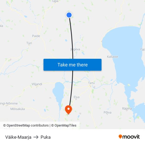 Väike-Maarja to Puka map