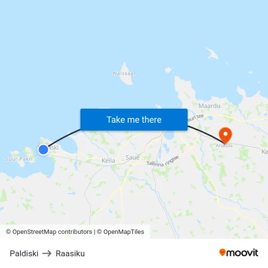Paldiski to Raasiku map