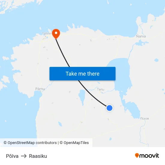 Põlva to Raasiku map