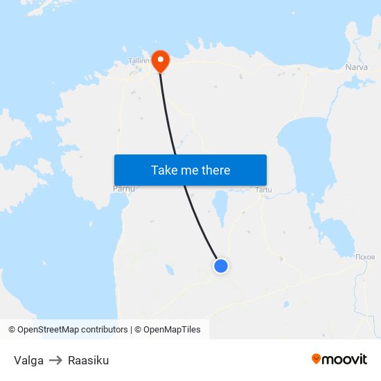 Valga to Raasiku map