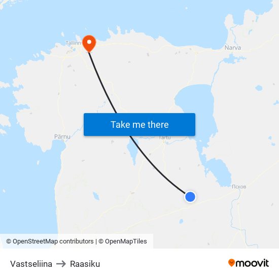 Vastseliina to Raasiku map