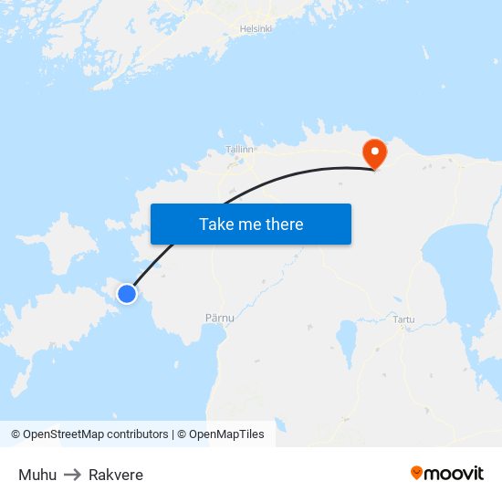 Muhu to Rakvere map