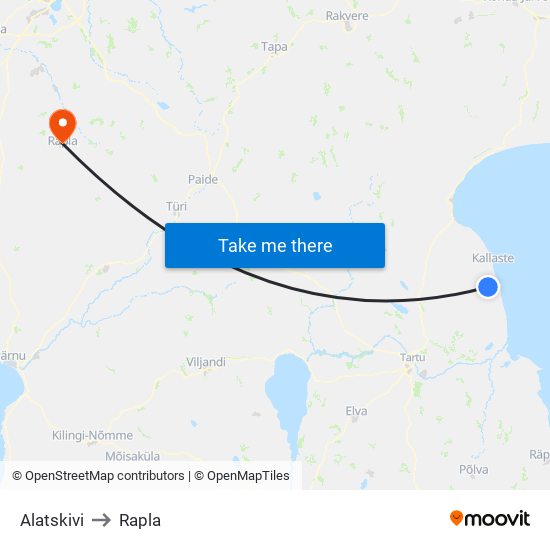 Alatskivi to Rapla map