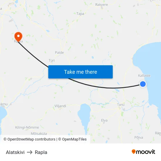 Alatskivi to Rapla map