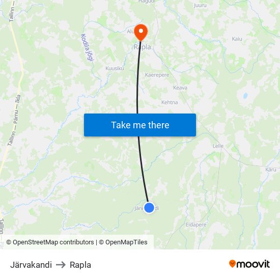 Järvakandi to Rapla map