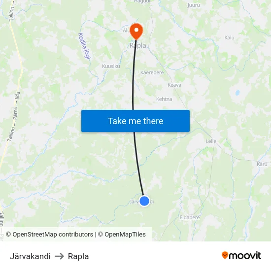Järvakandi to Rapla map