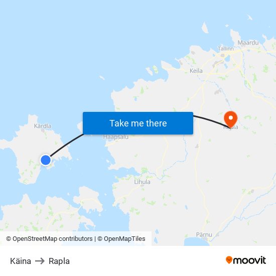 Käina to Rapla map