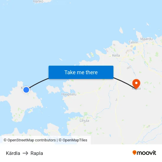 Kärdla to Rapla map
