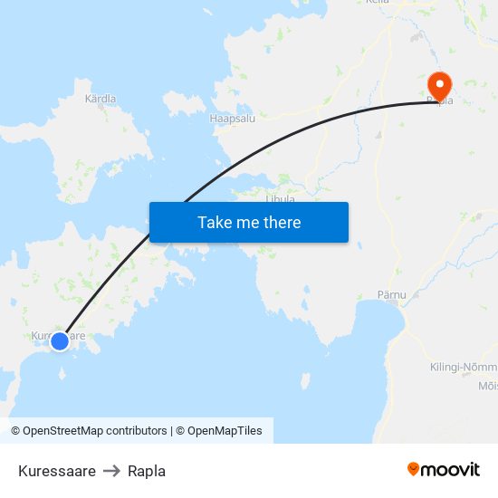 Kuressaare to Rapla map