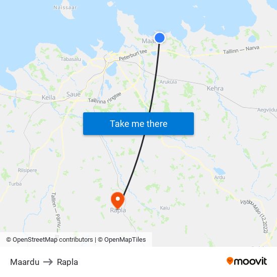 Maardu to Rapla map