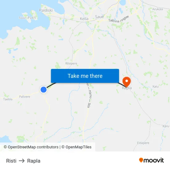 Risti to Rapla map