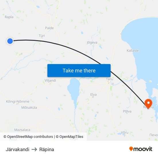 Järvakandi to Räpina map