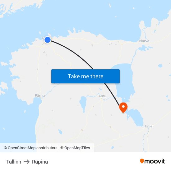 Tallinn to Räpina map