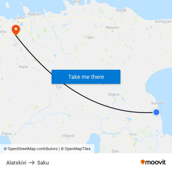 Alatskivi to Saku map