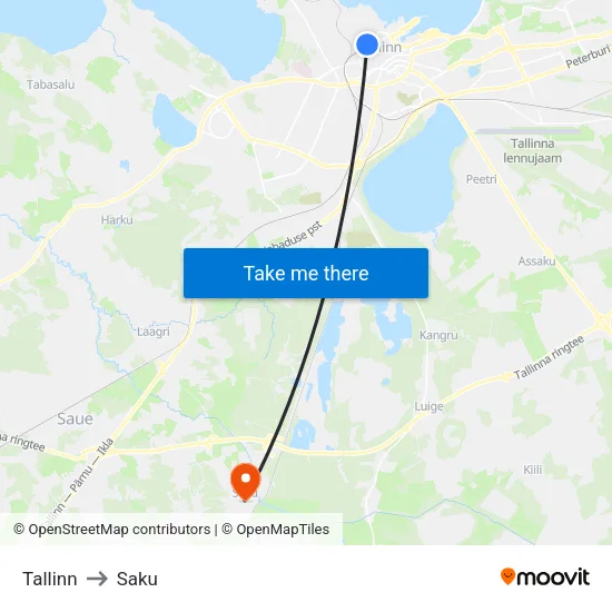 Tallinn to Saku map