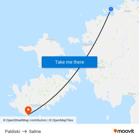 Paldiski to Salme map