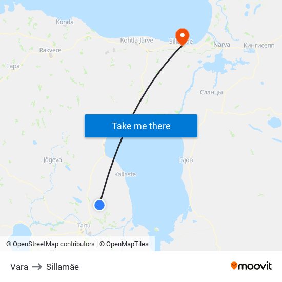 Vara to Sillamäe map