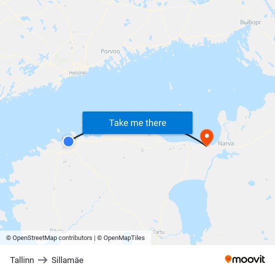 Tallinn to Sillamäe map
