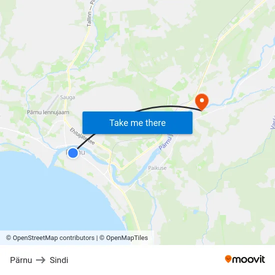 Pärnu to Sindi map