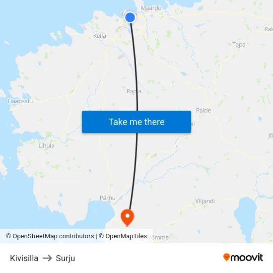 Kivisilla to Surju map