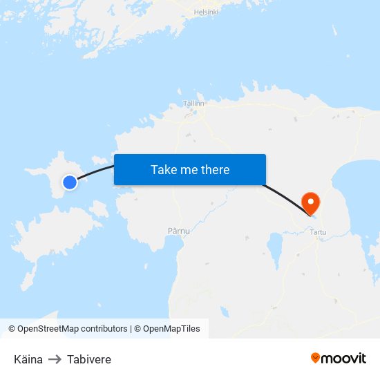 Käina to Tabivere map