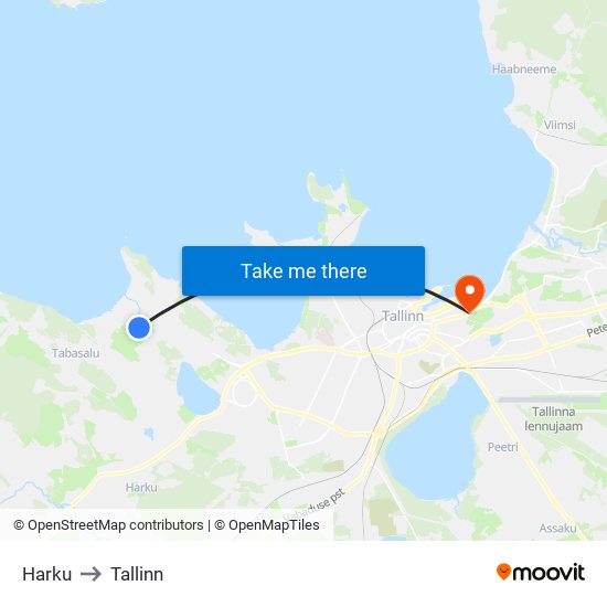 Harku to Tallinn map