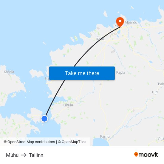 Muhu to Tallinn map