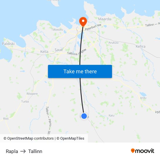 Rapla to Tallinn map