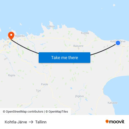Kohtla-Järve to Tallinn map